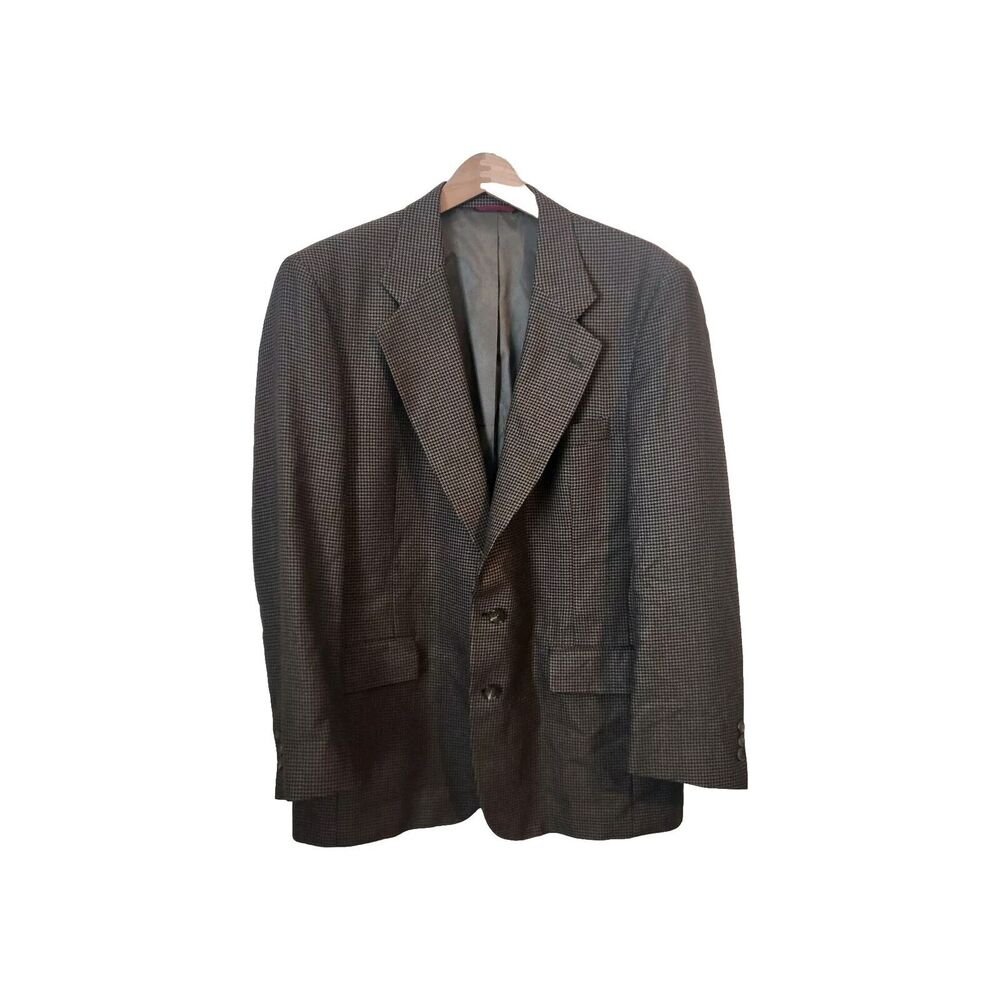 Jos A Bank Signature Houndstooth Blazer‎ Brown Sage Black Sport Coat 42R Jacket